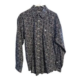 Panhandle Black White Paisley Button Down Shirt Western Size Medium